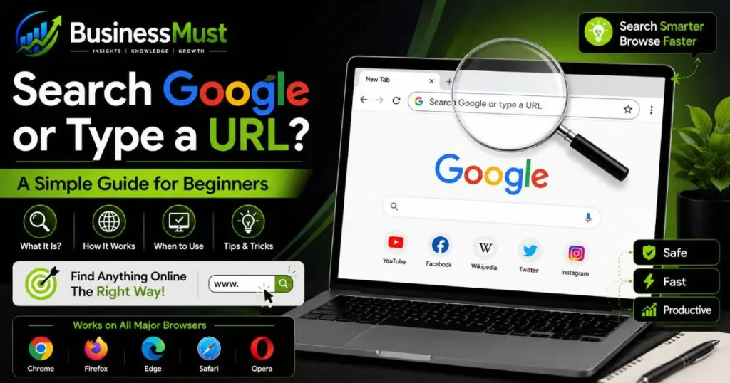 Search Google or Type a URL guide for beginners using Chrome and other web browsers