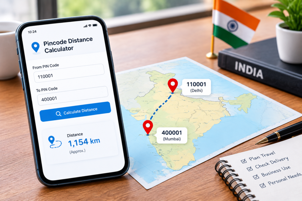 Pincode Distance Calculator – Find Distance Between Any Two Indian PIN Codes Pincode Distance Calculator